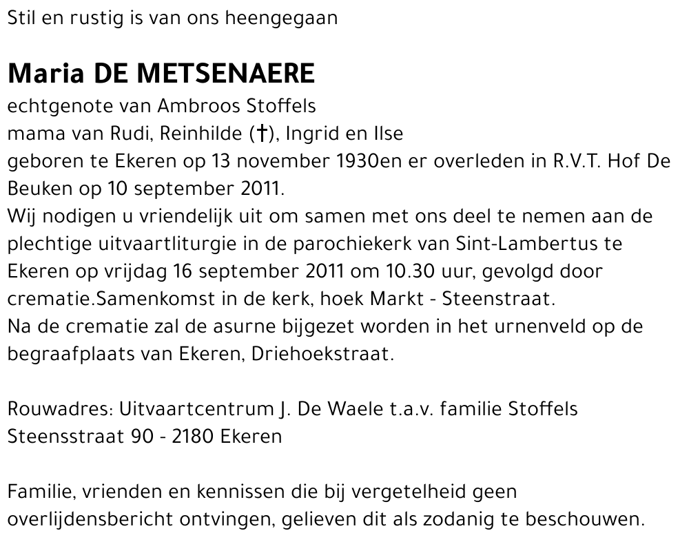 Maria De Metsenaere