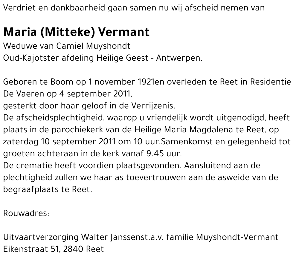 Maria (Mitteke) Vermant