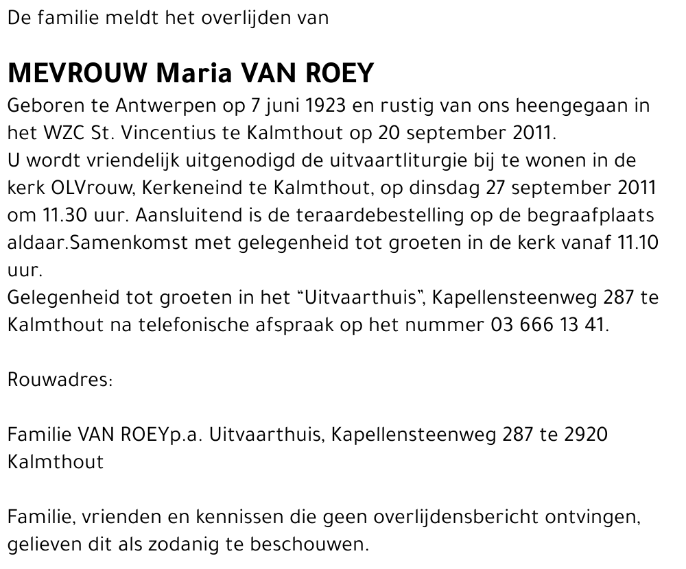 Maria VAN ROEY