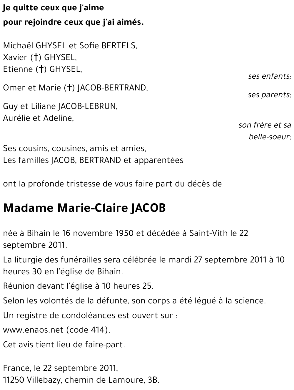 Marie-Claire JACOB
