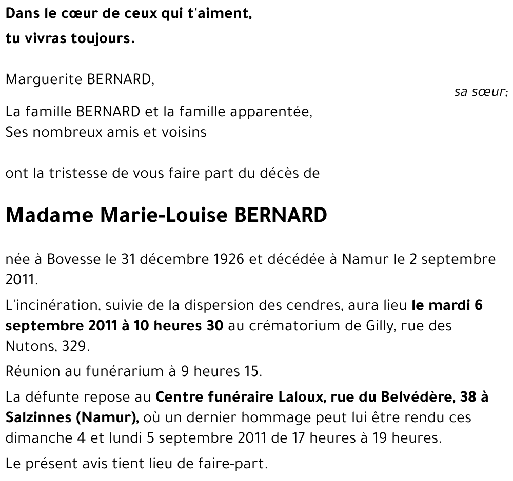 Marie-Louise BERNARD