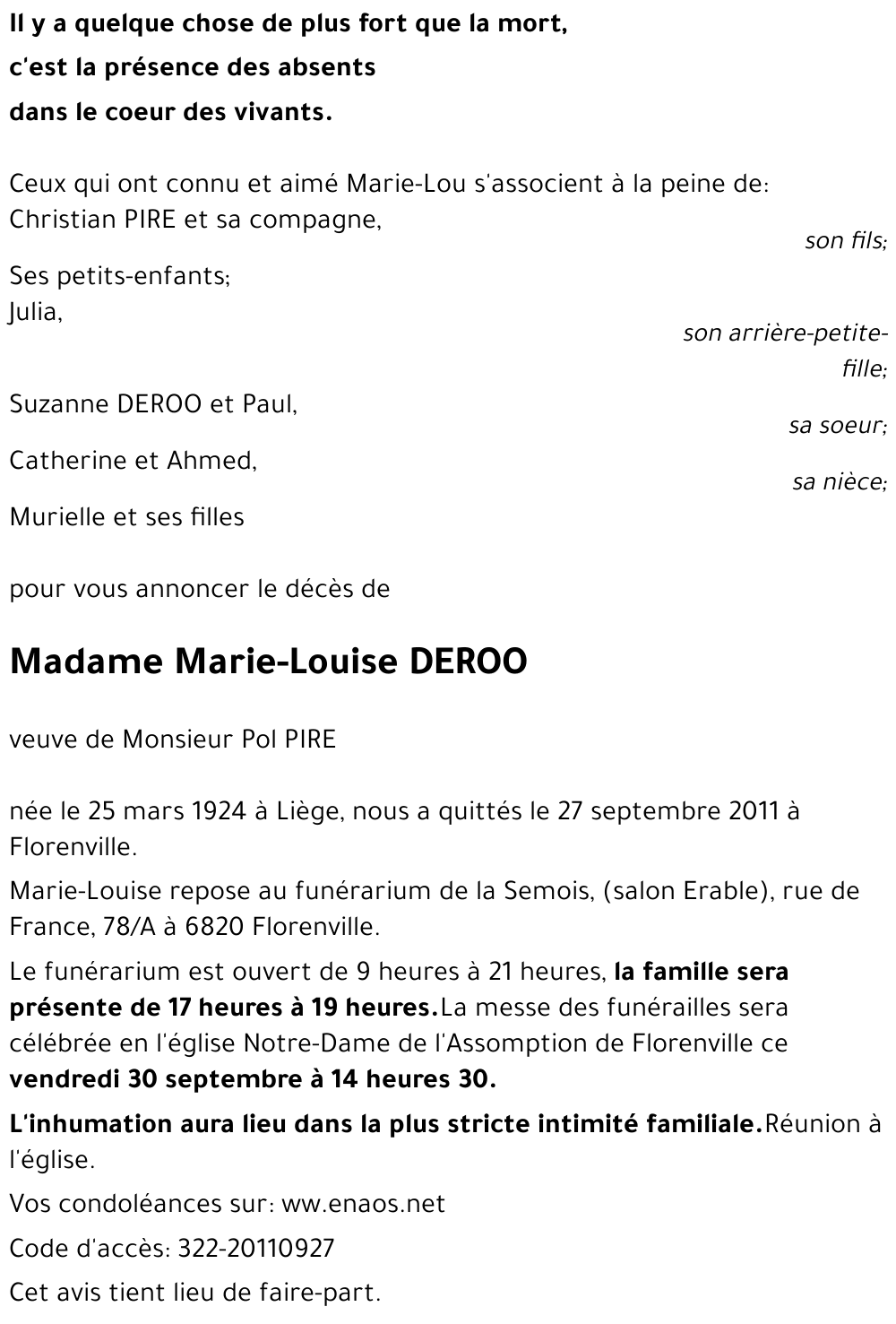 Marie-Louise DEROO