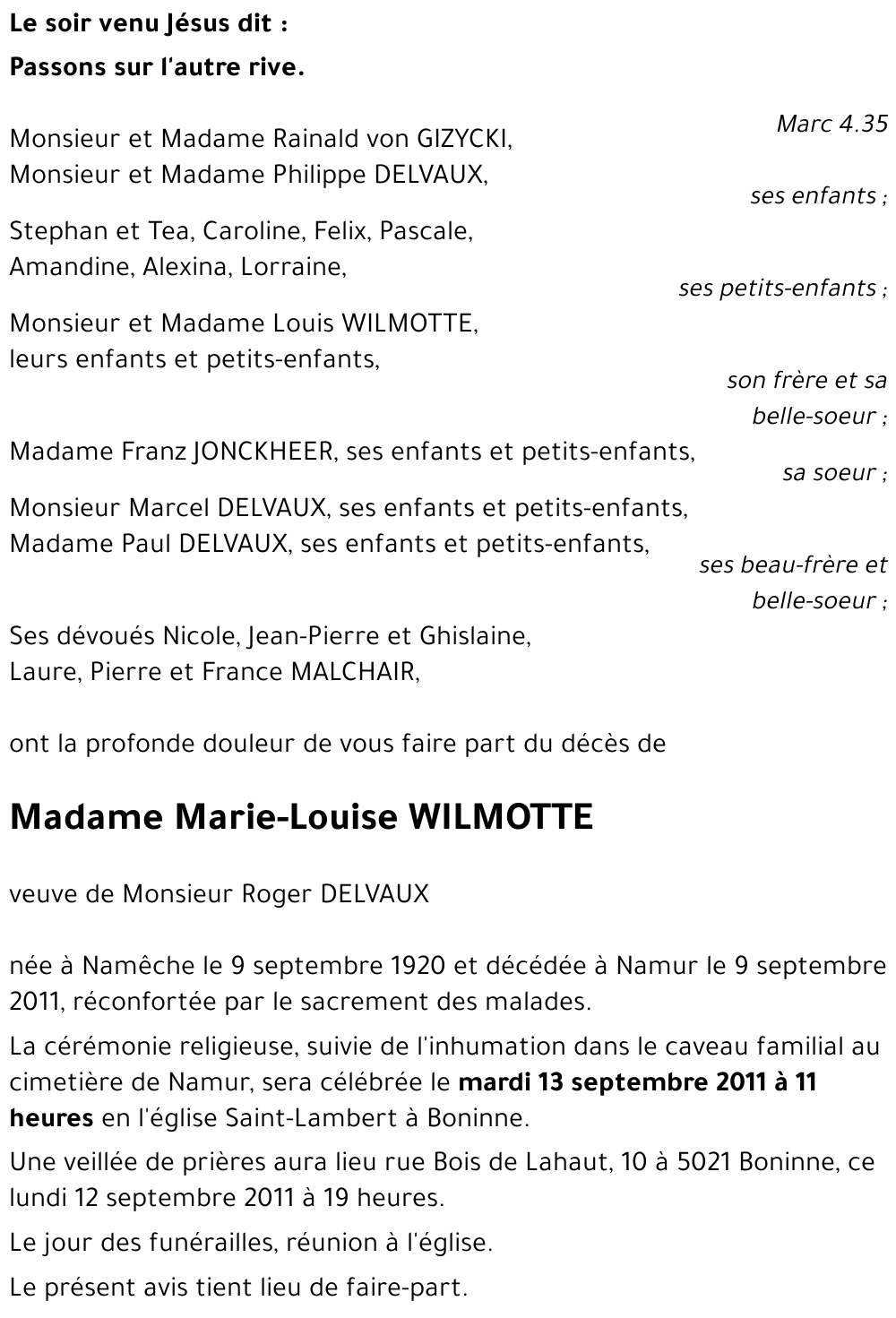 Marie-Louise WILMOTTE