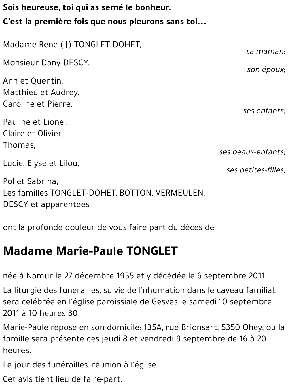 Marie-Paule TONGLET