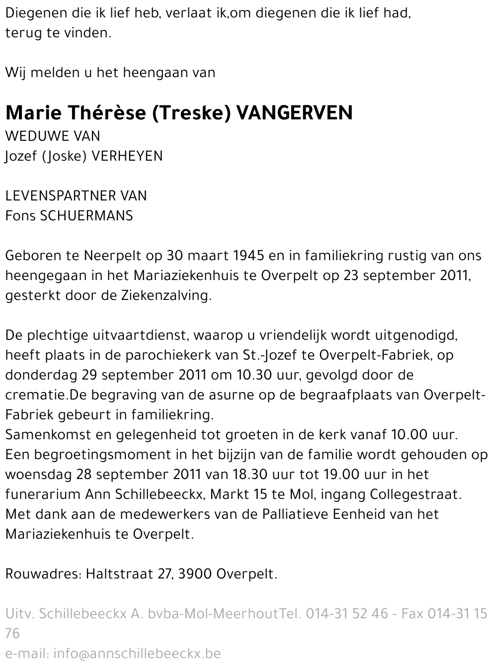Marie Thérèse (Treske) Vangerven