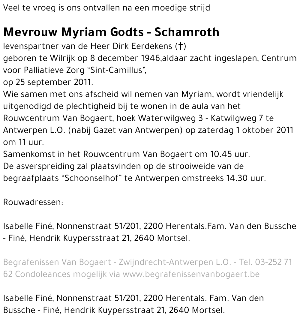 Myriam Godts - Schamroth