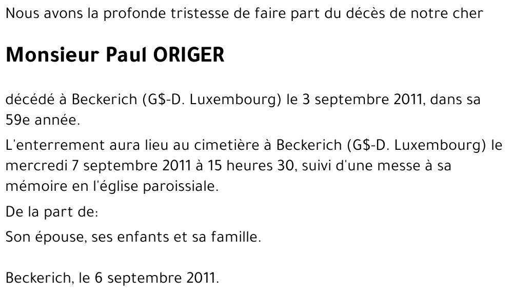 Paul ORIGER