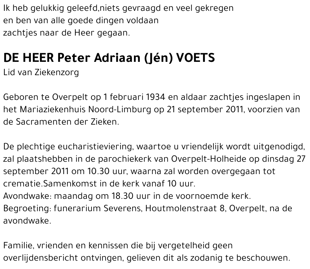 Peter Adriaan (Jén) Voets