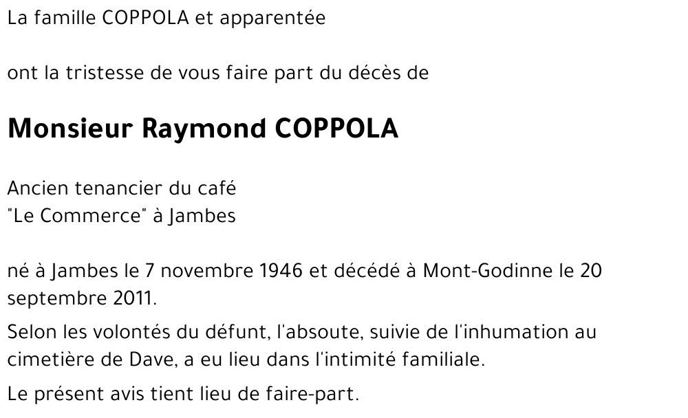 Raymond COPPOLA