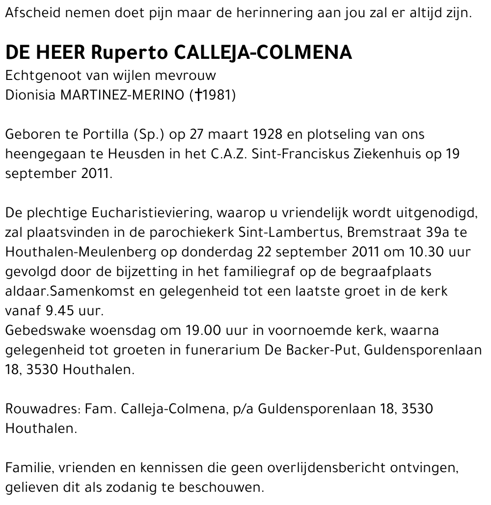 Ruperto CALLEJA-COLMENA