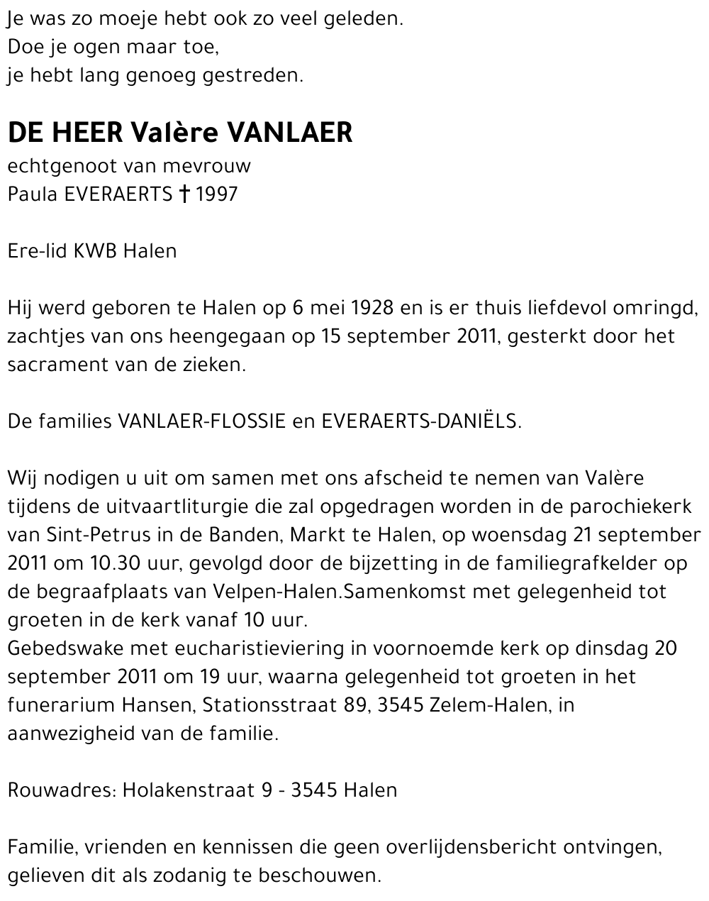 Valère VANLAER