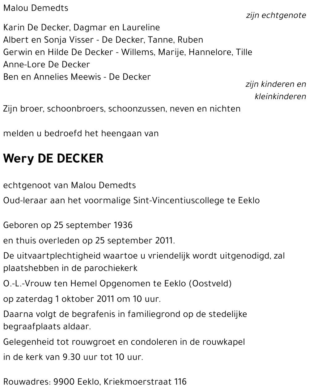 Wery DE DECKER