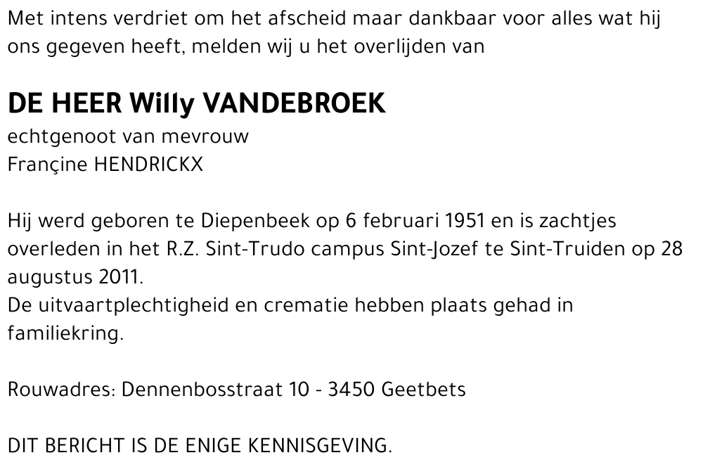 Willy VANDEBROEK