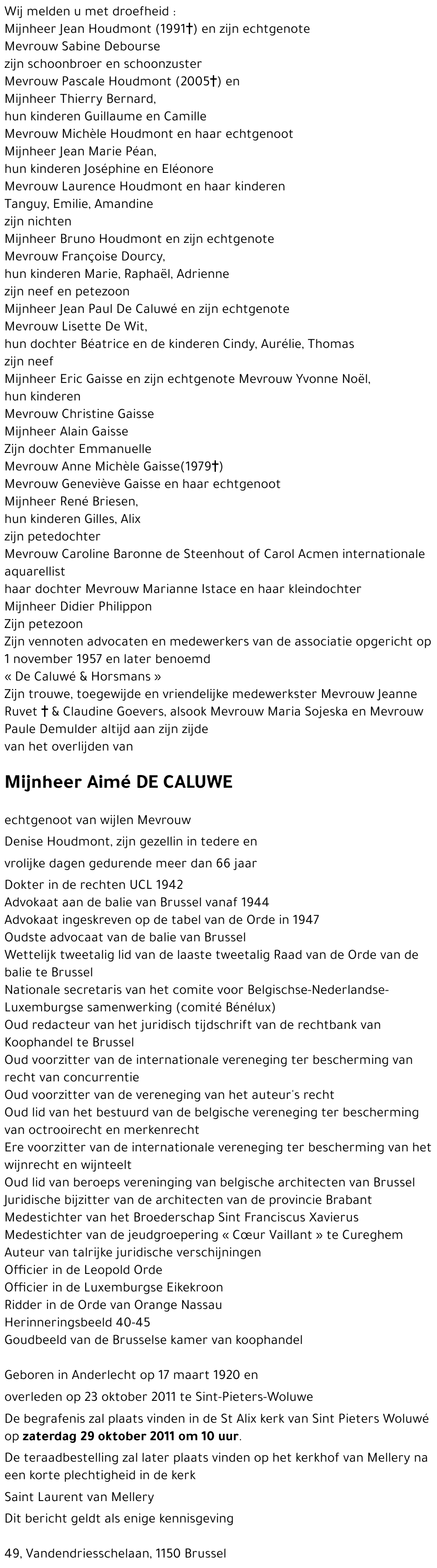 Aimé DE CALUWE
