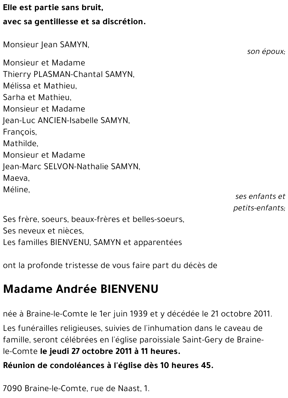 Andrée BIENVENU
