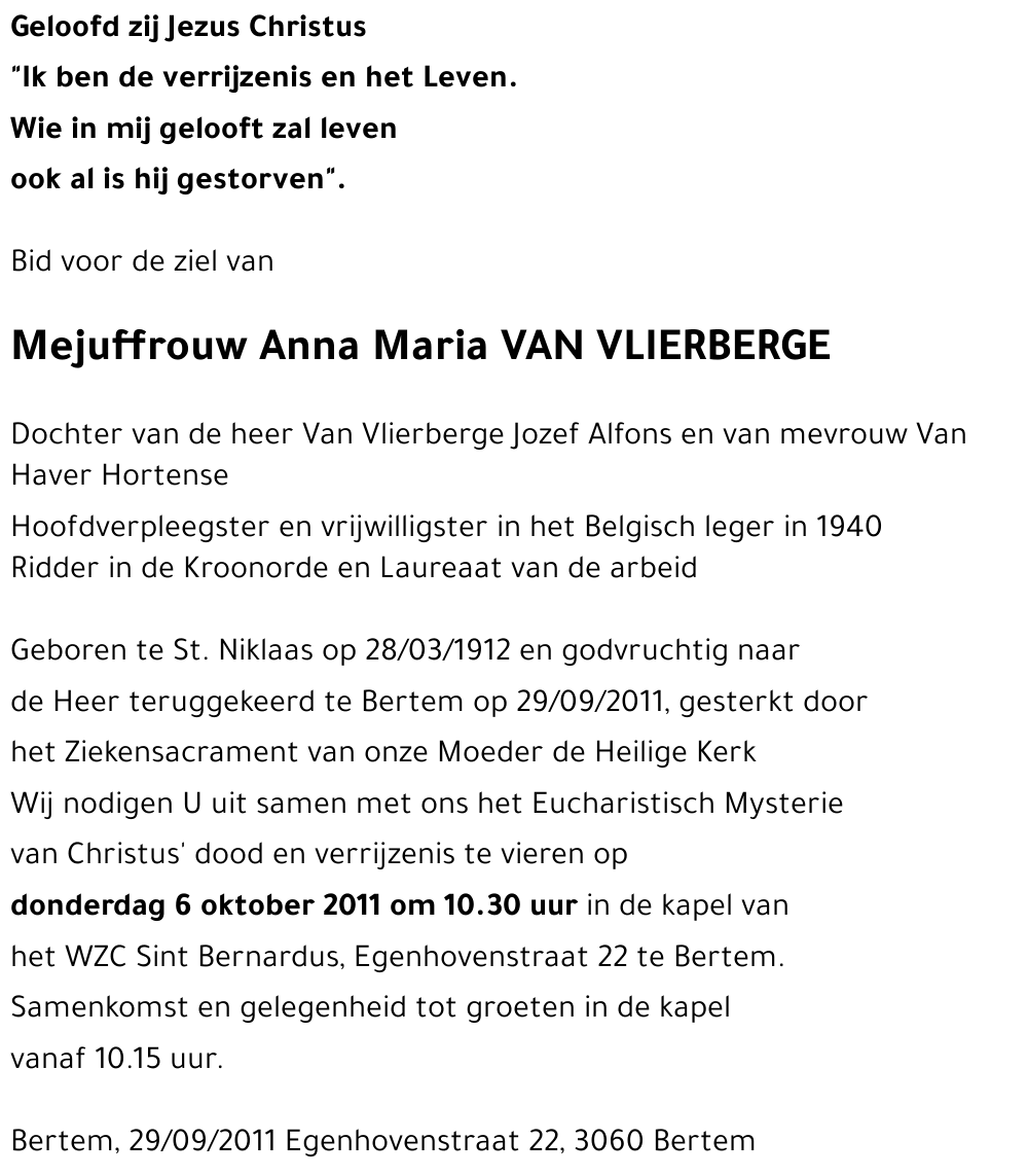 Anna Maria VAN VLIERBERGE