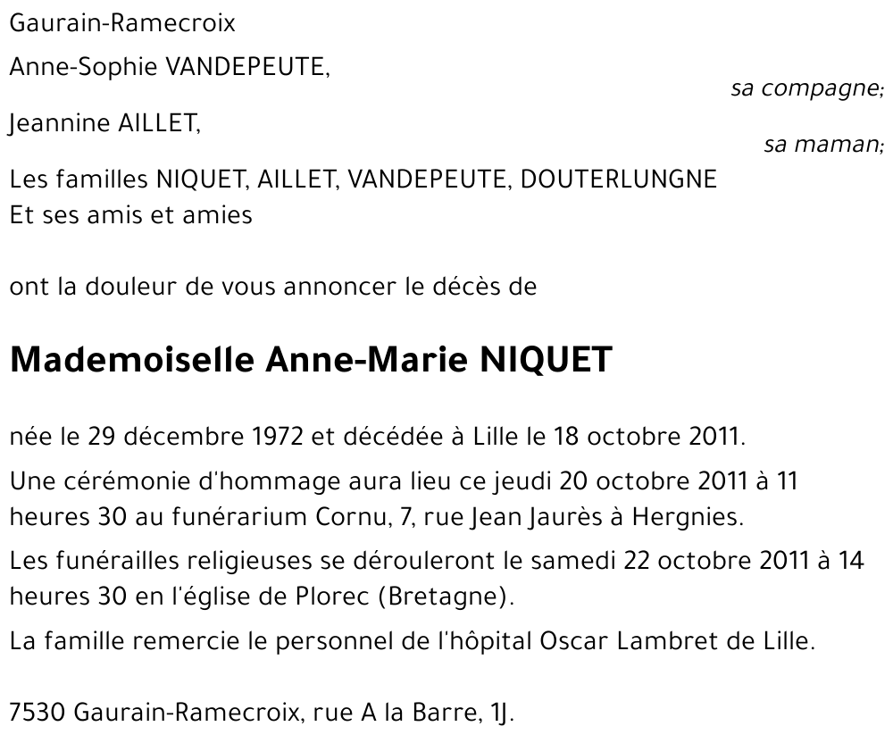 Anne-Marie NIQUET