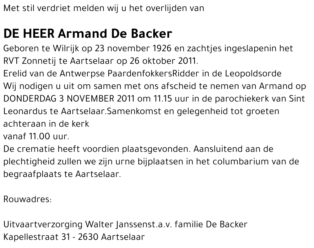 Armand De Backer