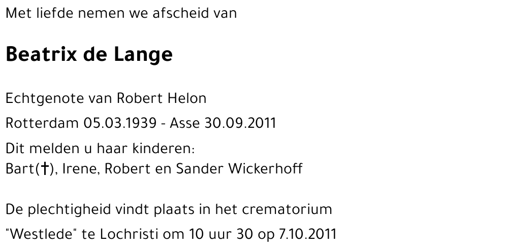 Beatrix DE LANGE