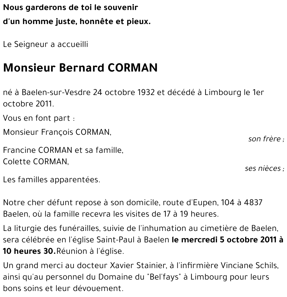 Bernard CORMAN