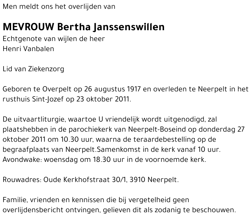 Bertha Janssenswillen