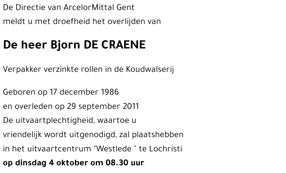 Bjorn DE CRAENE