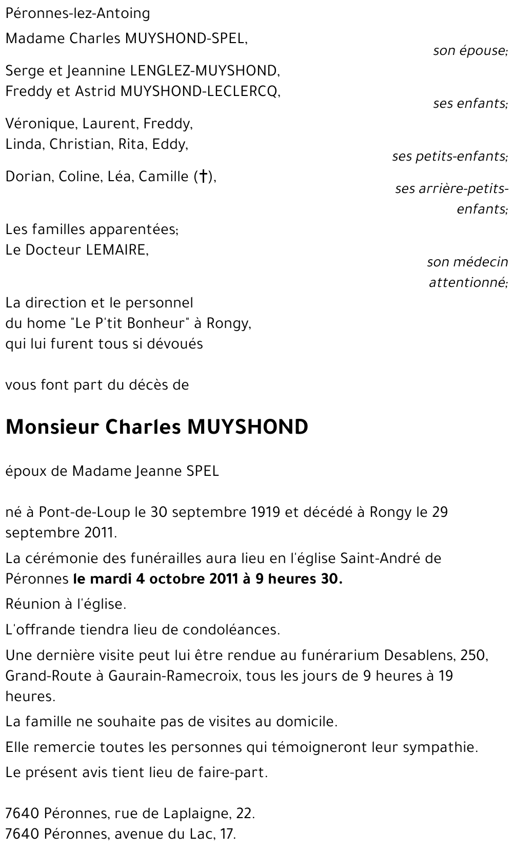 Charles MUYSHOND