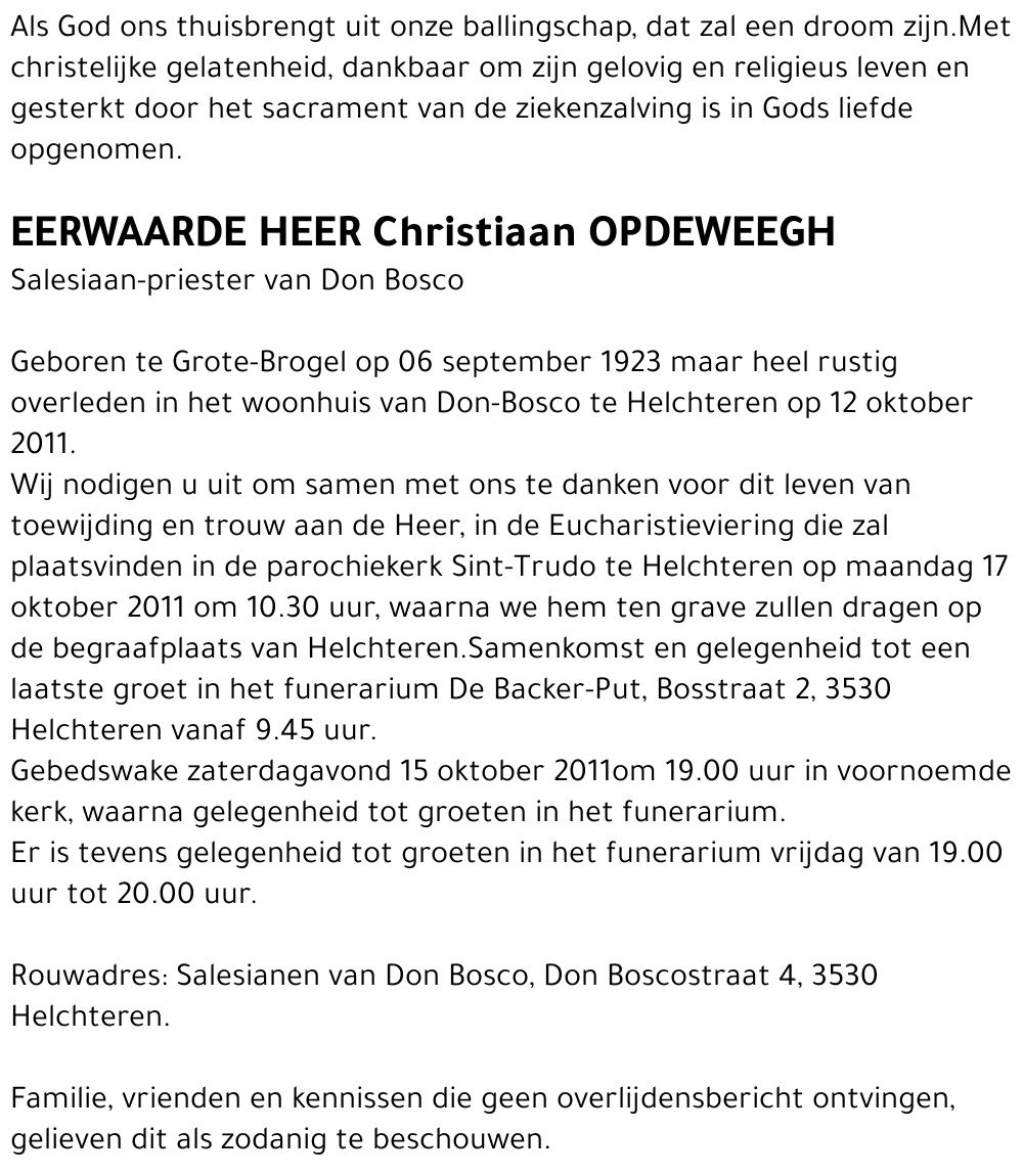 Christiaan OPDEWEEGH