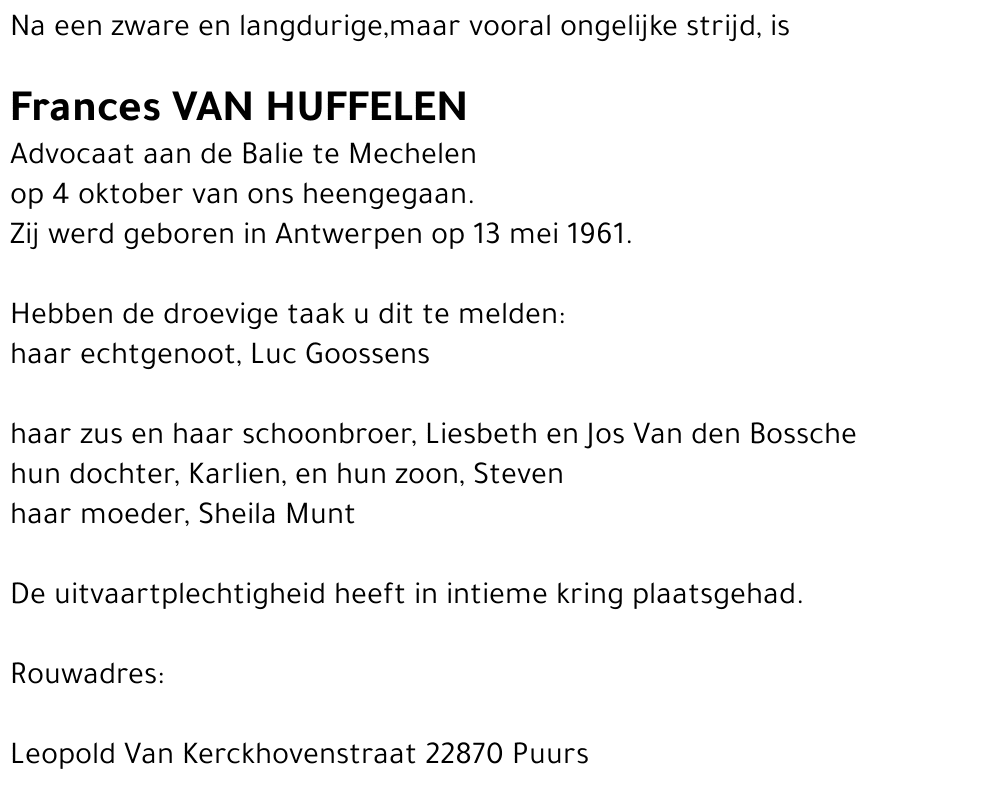 Frances Van Huffelen