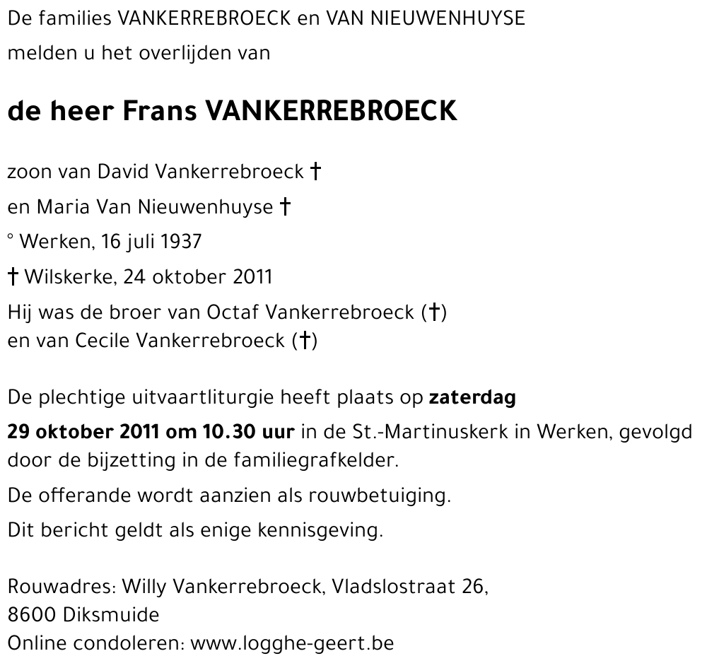Frans VANKERREBROECK