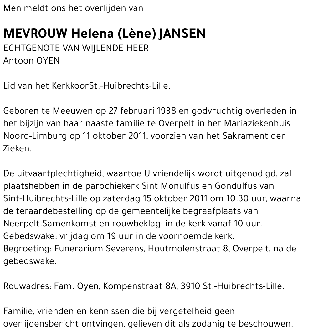 Helena (Lène) Jansen