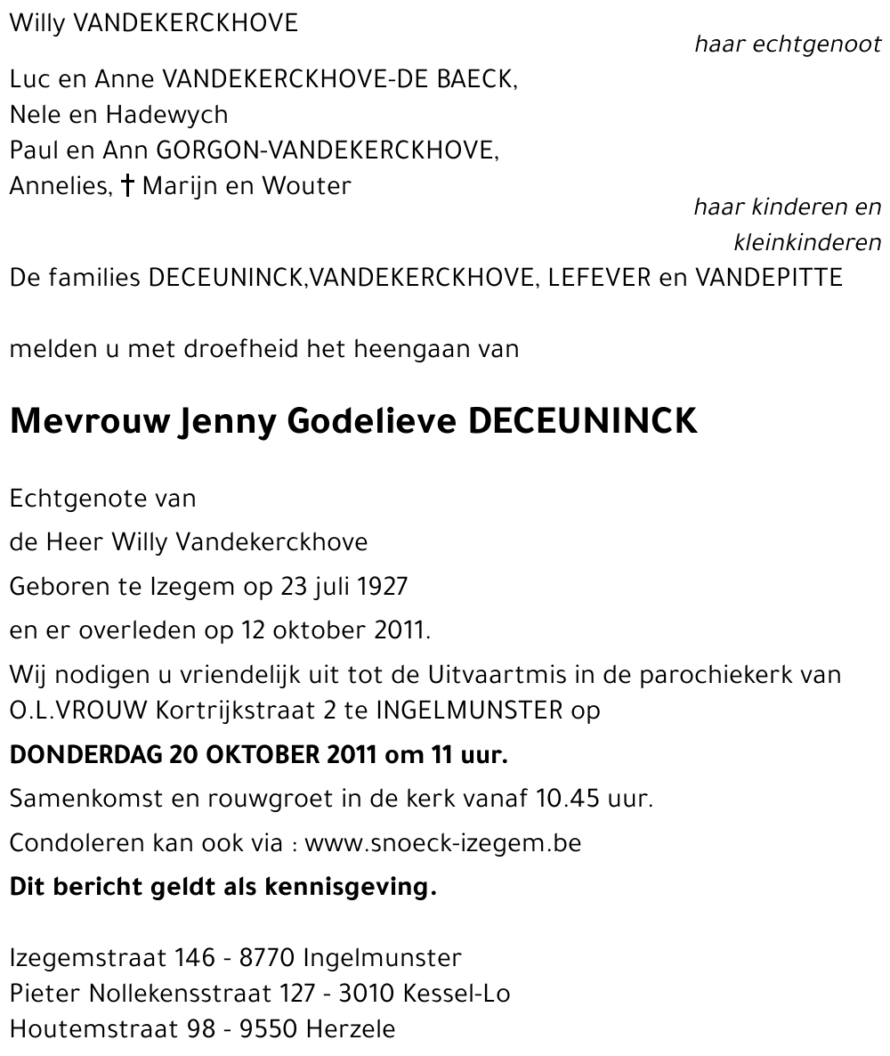 Jenny Godelieve DECEUNINCK