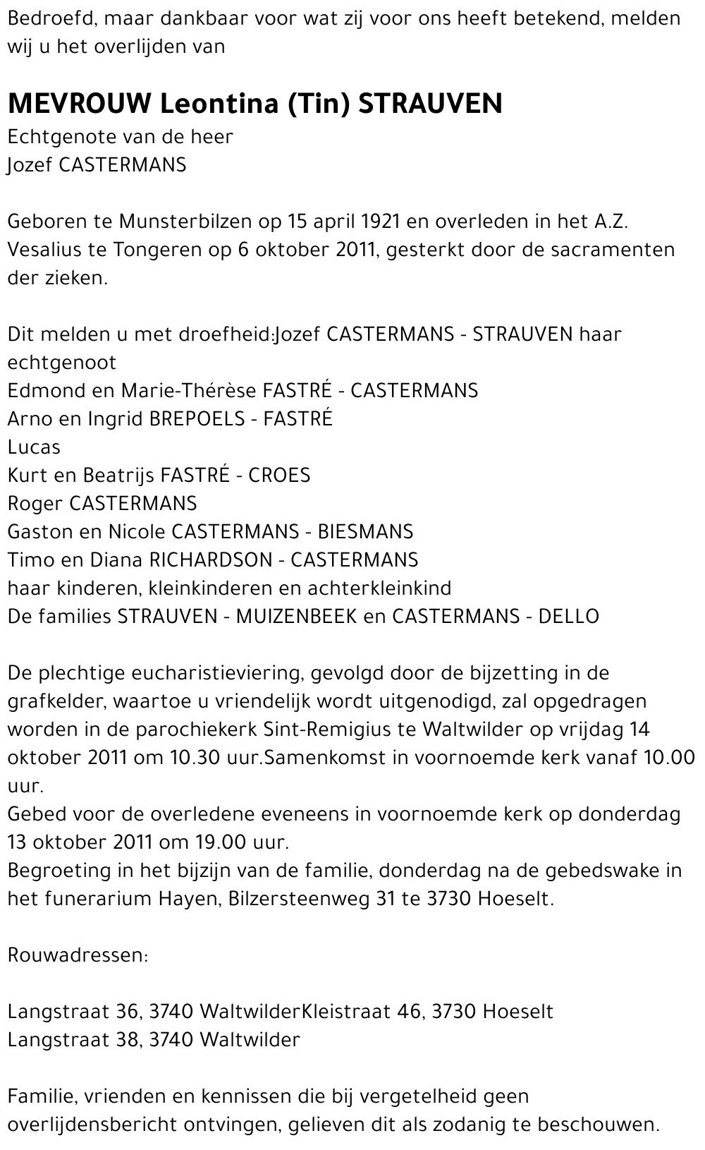 Leontina (Tin) Strauven