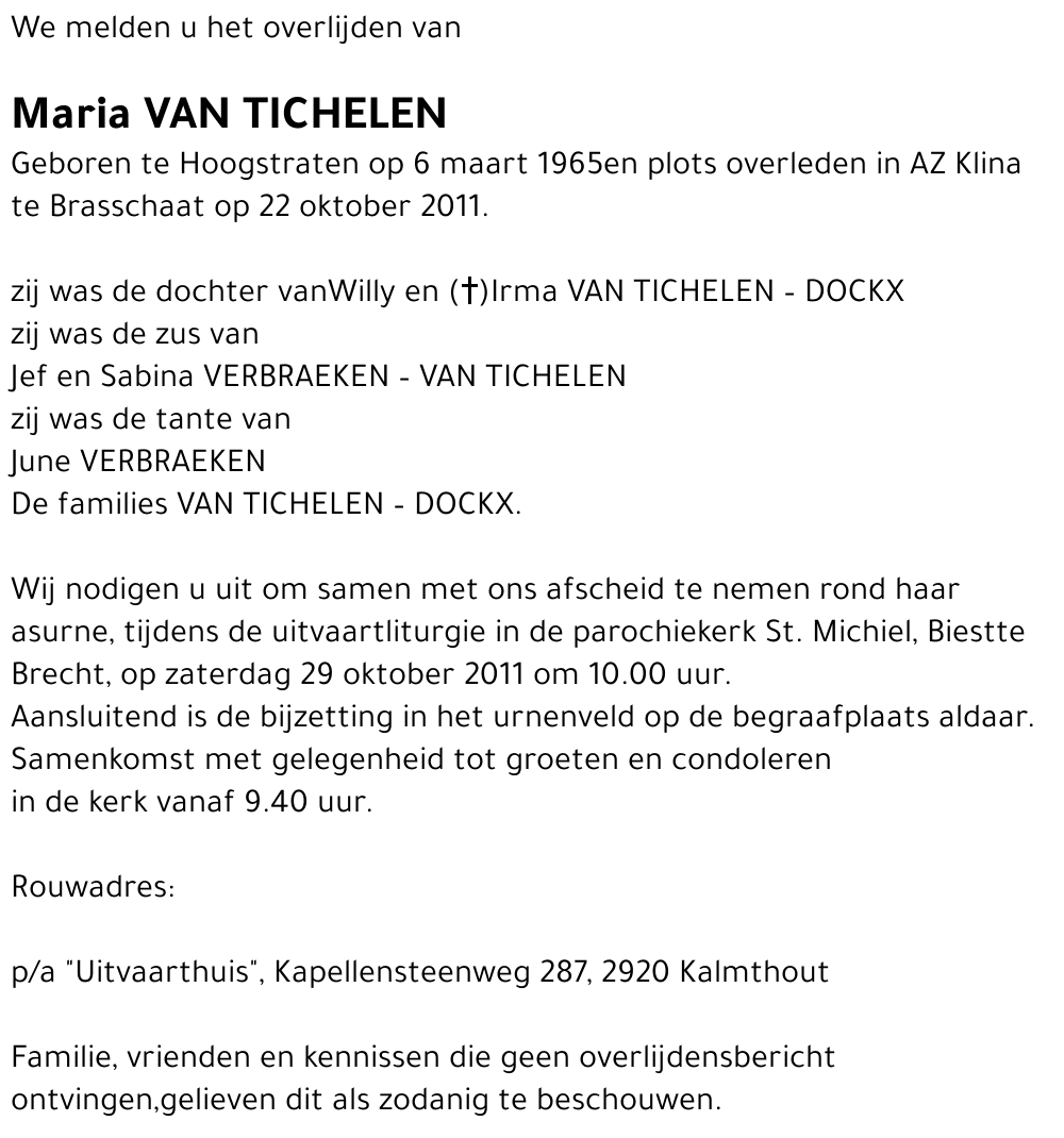 Maria VAN TICHELEN