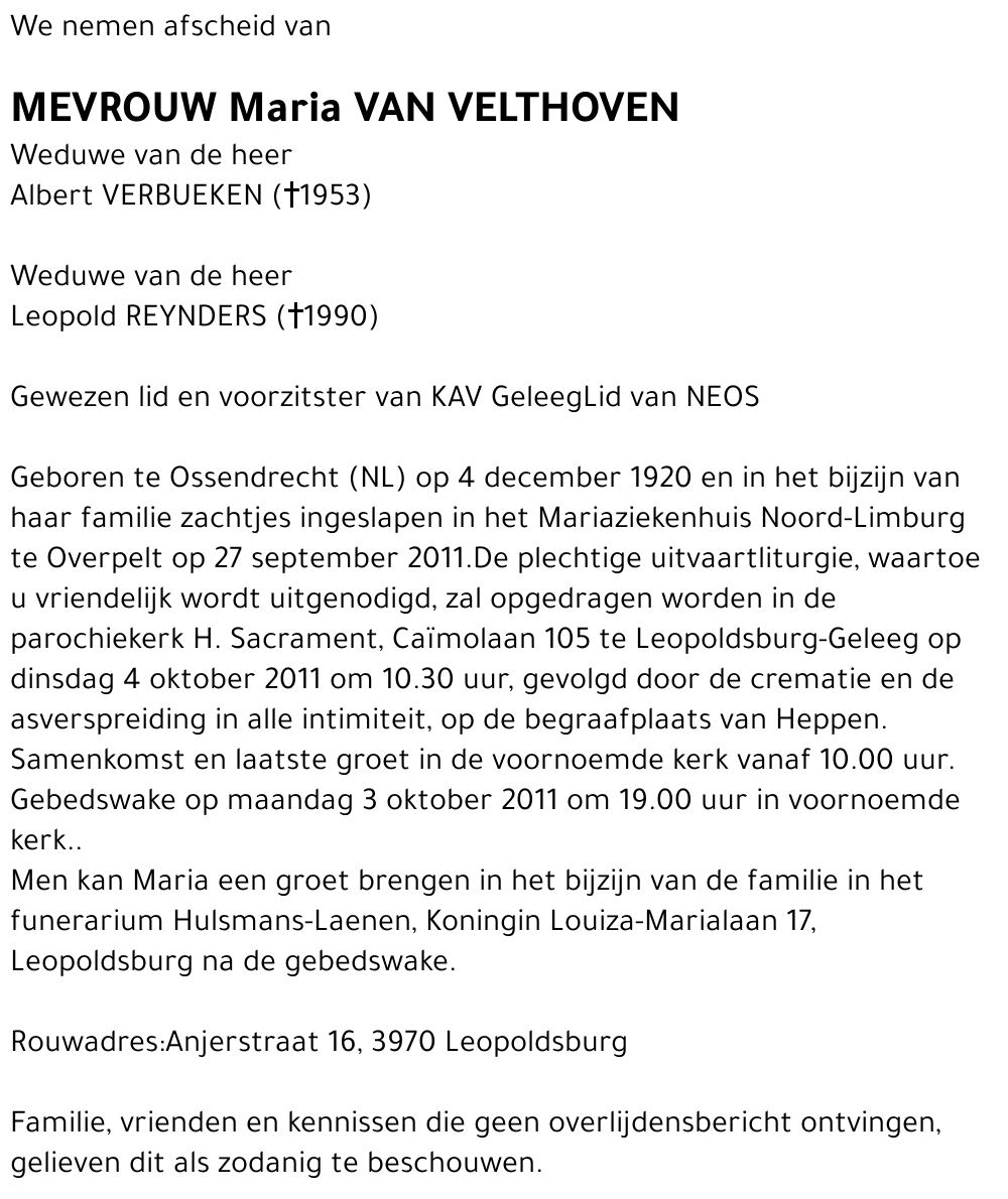 Maria Van Velthoven