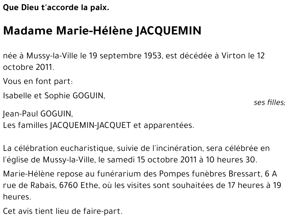 Marie-Hélène JACQUEMIN