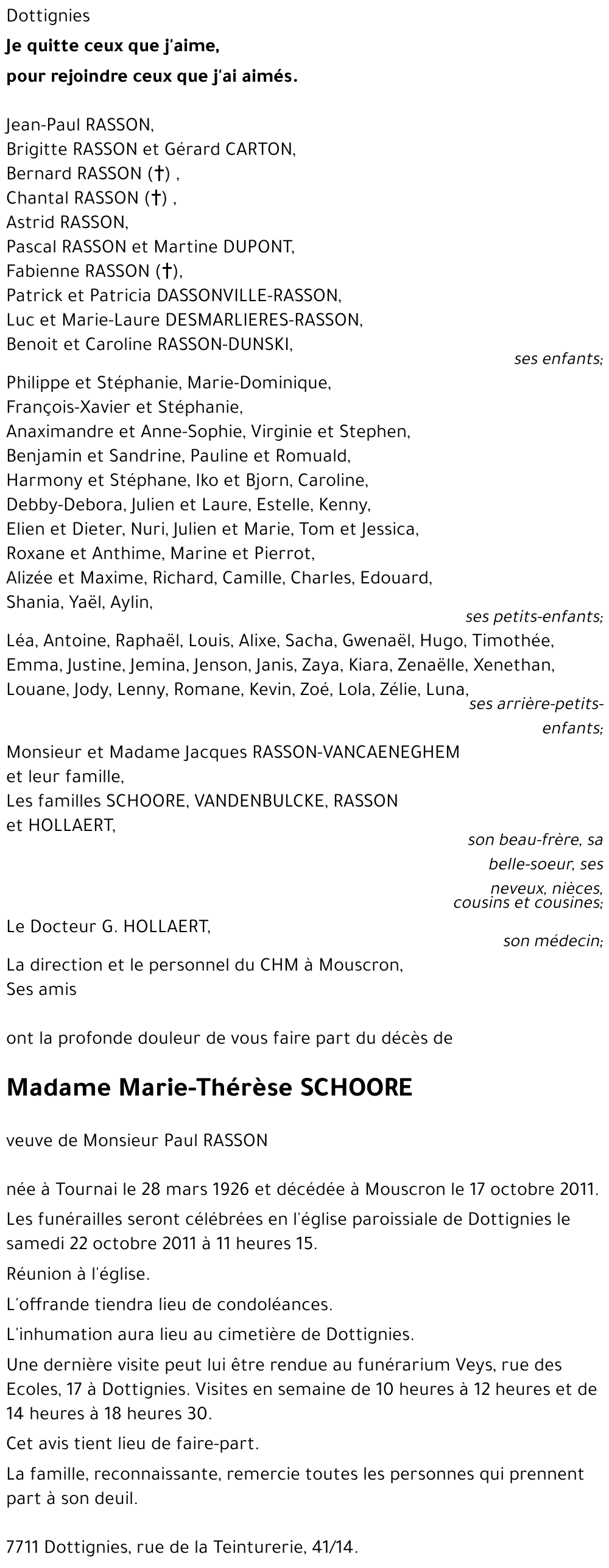 Marie-Thérèse SCHOORE