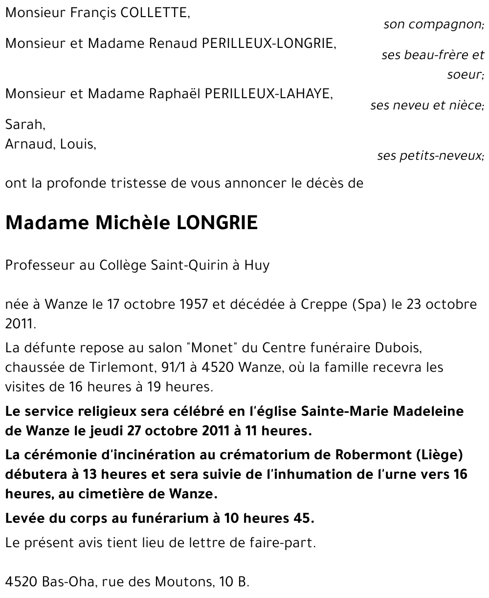 Michèle LONGRIE