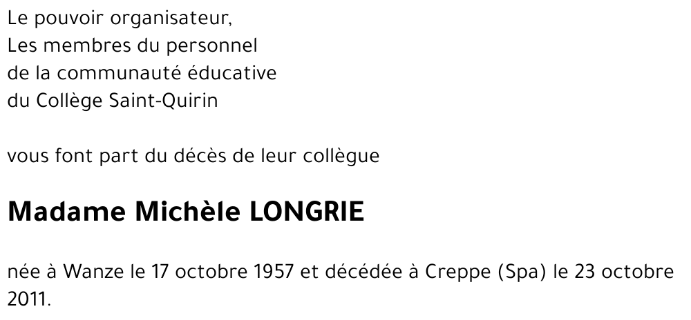 Michèle LONGRIE