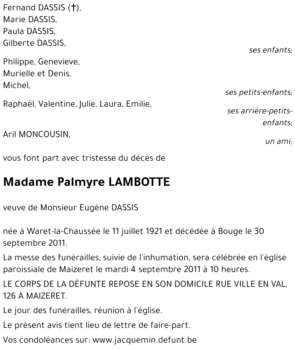 Palmyre LAMBOTTE