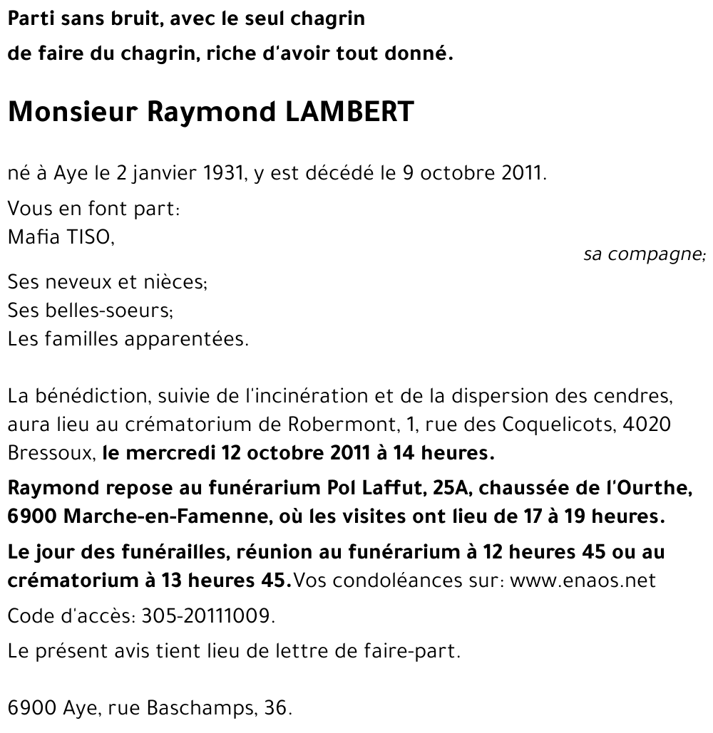 Raymond LAMBERT