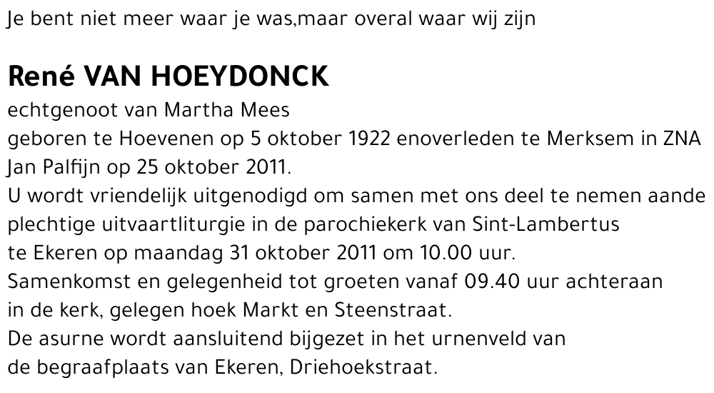 René Van Hoeydonck