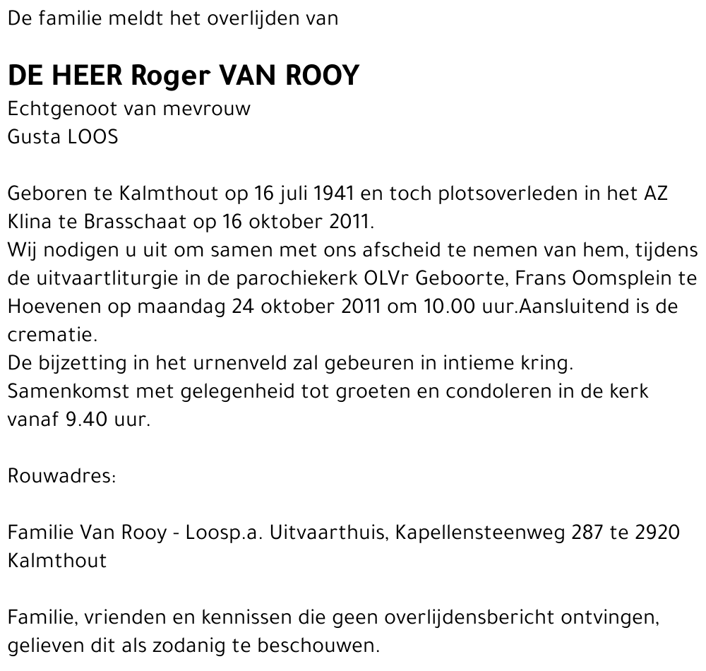 Roger VAN ROOY