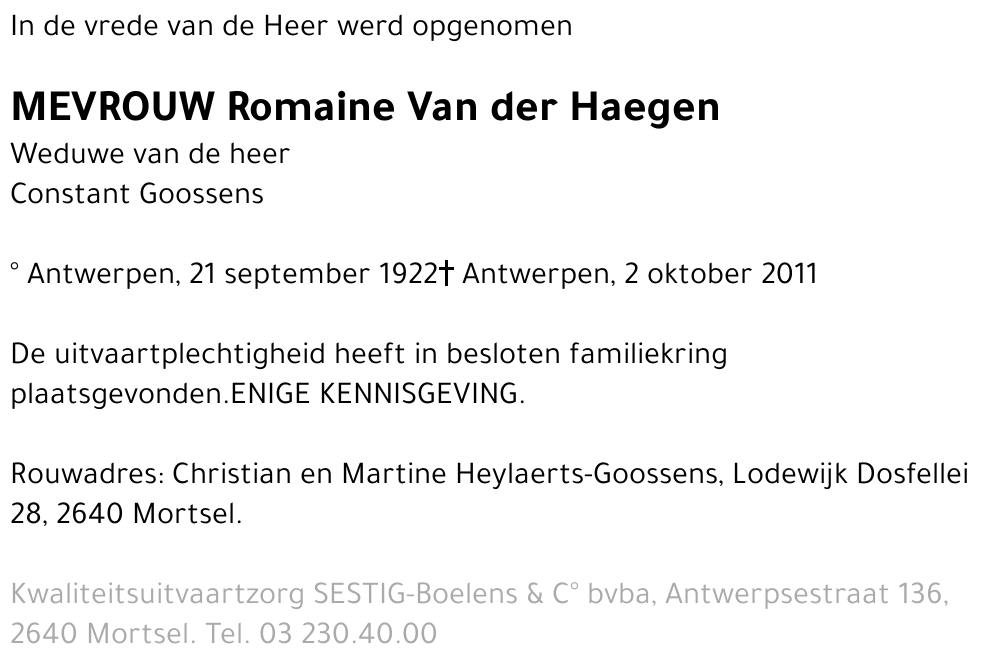 Romaine Van der Haegen