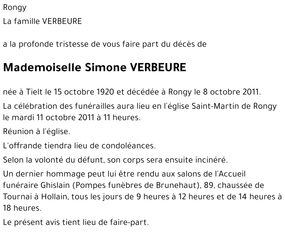 Simone VERBEURE