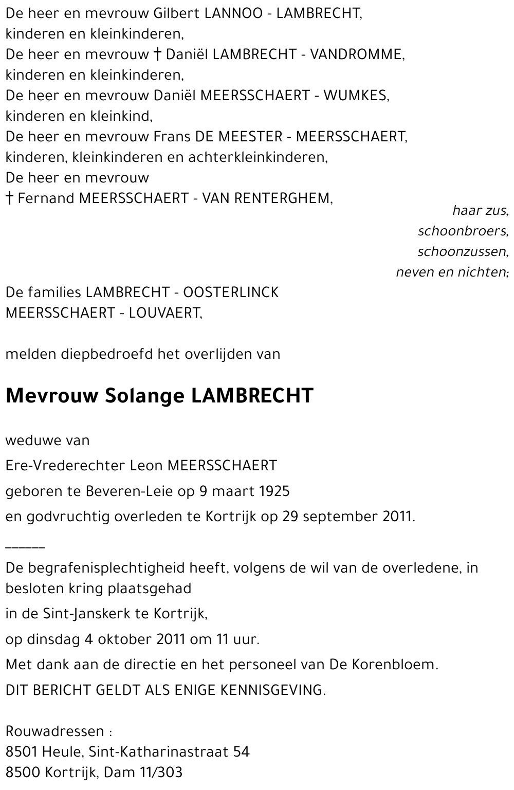 Solange LAMBRECHT