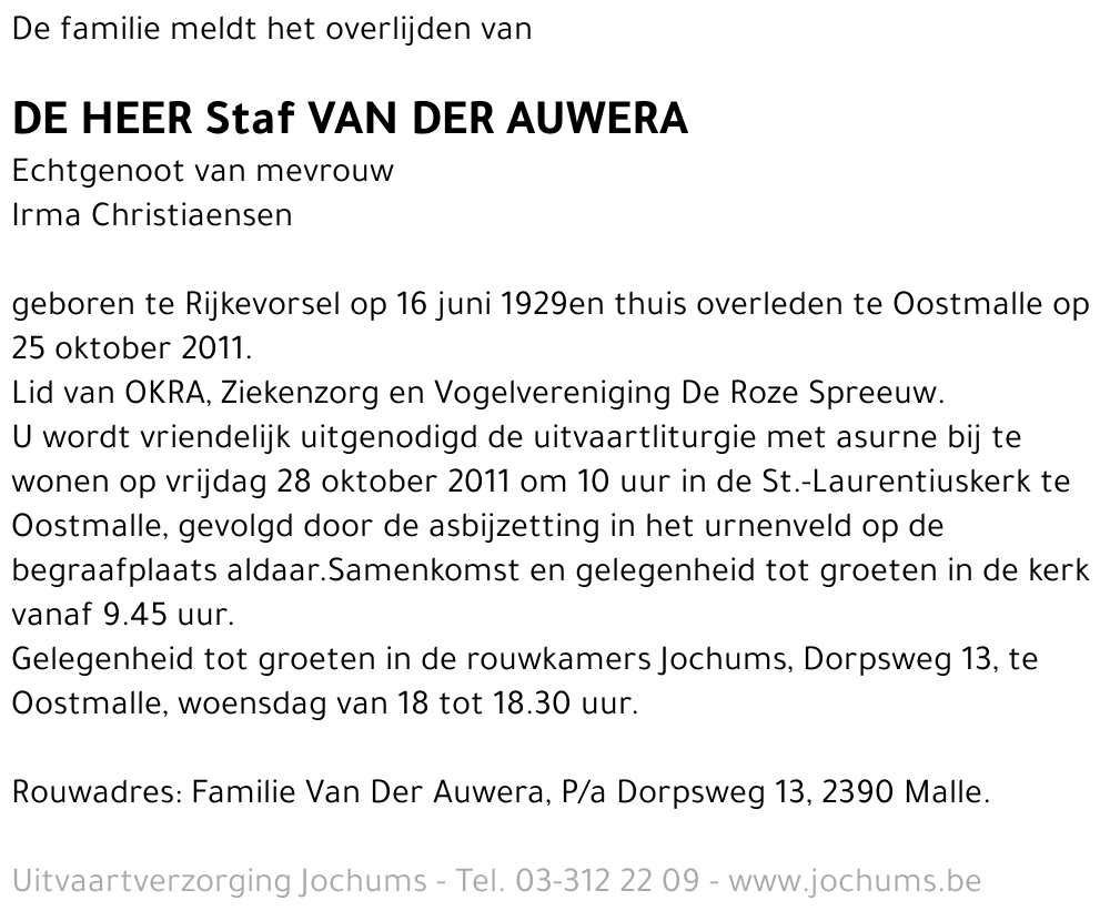 Staf Van Der Auwera
