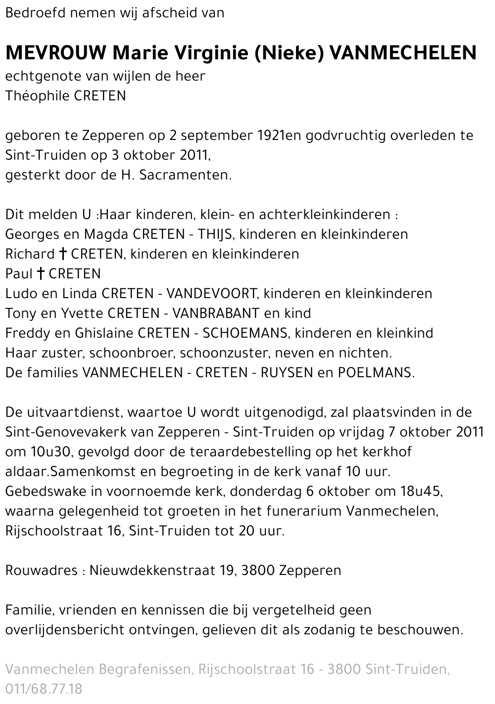 Vanmechelen Marie Virginie