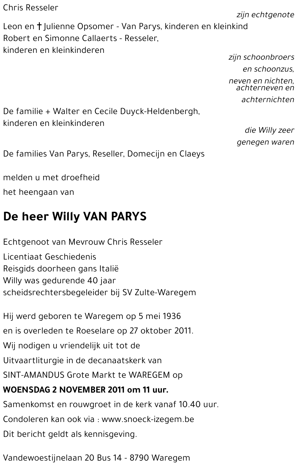 Willy VAN PARYS