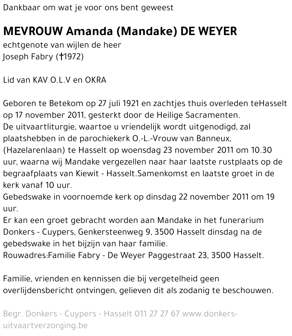 Amanda De Weyer